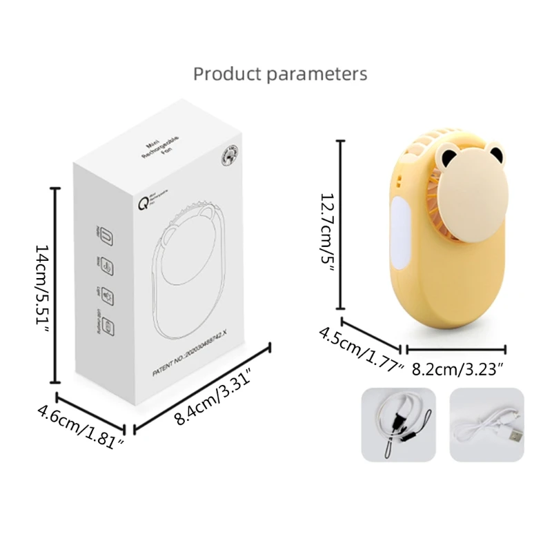 

Mini Handheld USB Fan Hanging Neck Fan Rechargeable Desktop Fan Portable Personal Fan w/ Adjustable Lanyard for students
