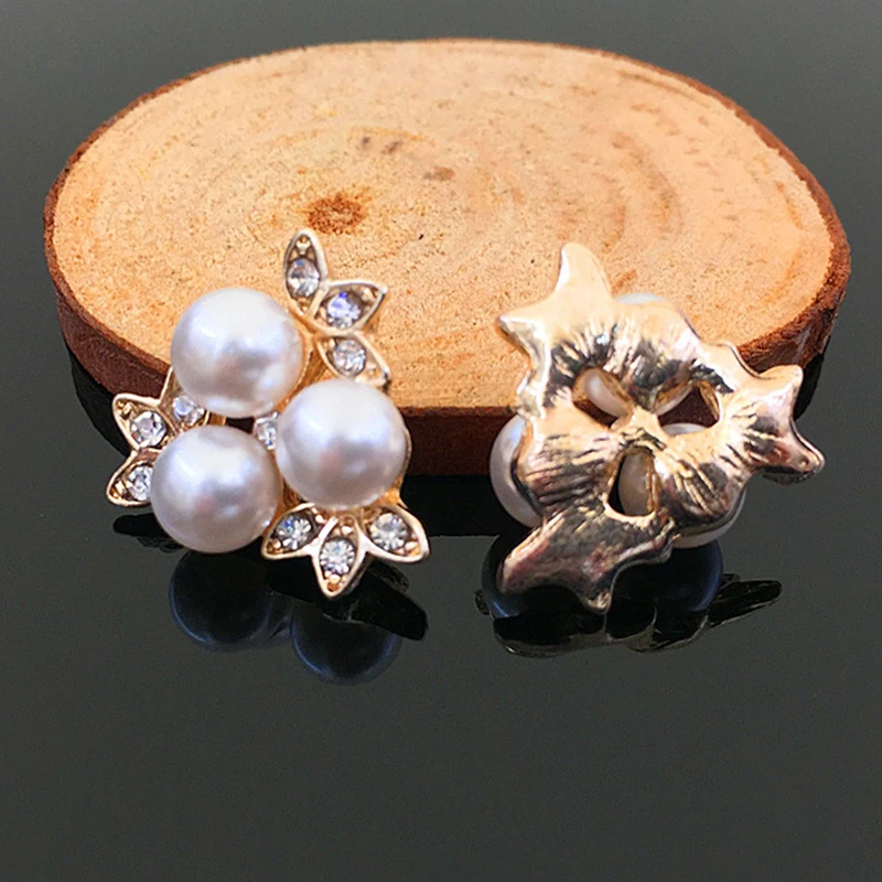 2019New 100Pcs Three-Pearl Rhinestones Flower Core Button for DIY hair embellishments or cellphone alloy accessoriess HZ256 | Дом и сад