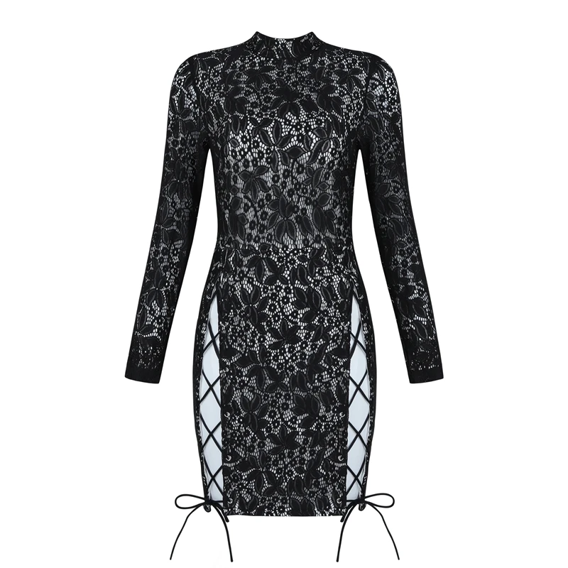 Женское Бандажное платье INDRSESME с цветочным принтом на шнуровке круглым вырезом