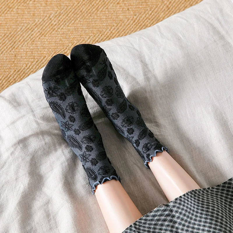 Осенне-зимние Новые товары в стиле ретро женские носки с закругленными краями