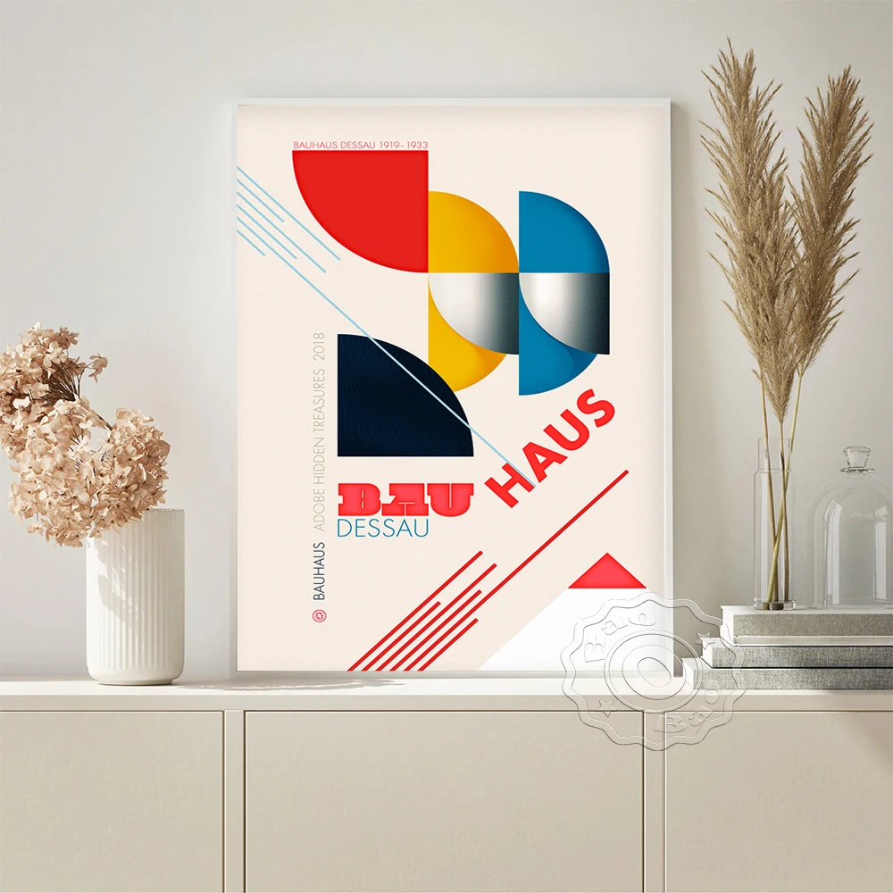 

Bauhaus Exhibition Art Prints Poster Abstract Graphic Design Wall Picture Geometric Mid Century Geometry Minimalist Home Decor