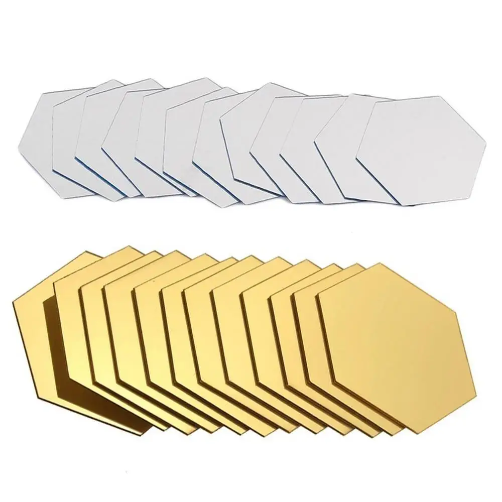 12 шт шестигранные зеркальные съемные водонепроницаемые самоклеющиеся наклейки