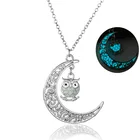 Модное светящееся ожерелье с подвеской полый милая сова луна из сплава светящаяся в темноте женское ожерелье Женские Ювелирные изделия подарки для друзей