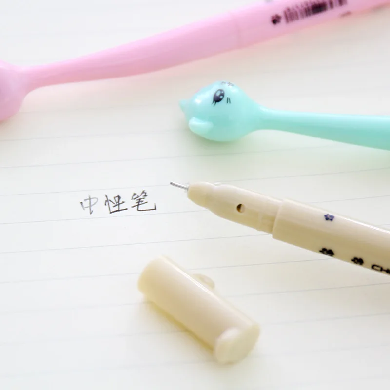 Najtaniej 20 Sztuk Długopisy żelowe Japońska Urocza Kreskówka Koreańska Kot Pióro Neutralne Długopis Signature Student Kreatywne Materiały Biurowe Nowość