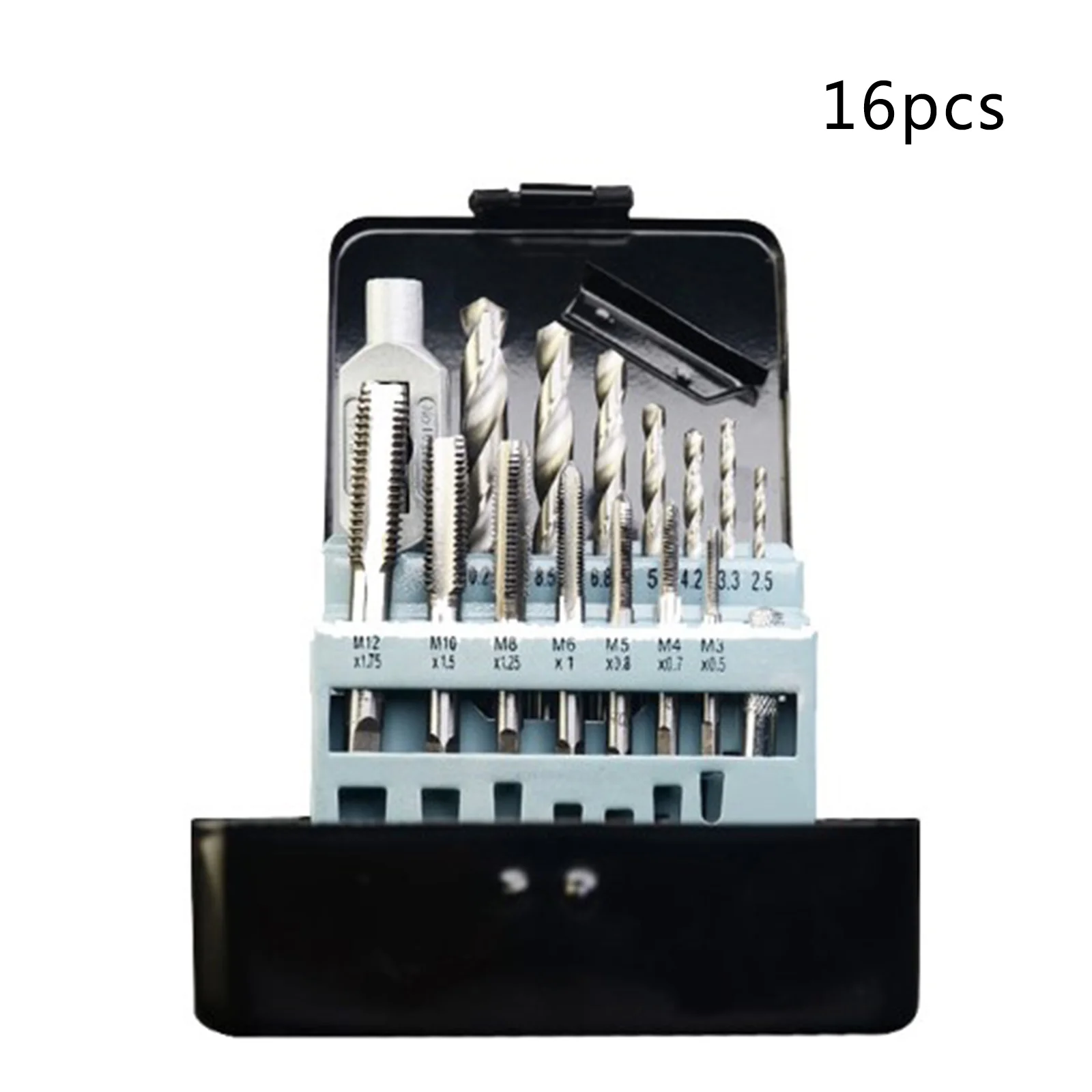 16Pcs Tap And Die Set Alloy Steel Tap Wrench Screw Taps Twist Drill Bit Set Metal Processing Tools Thread Plugs Taps images - 6