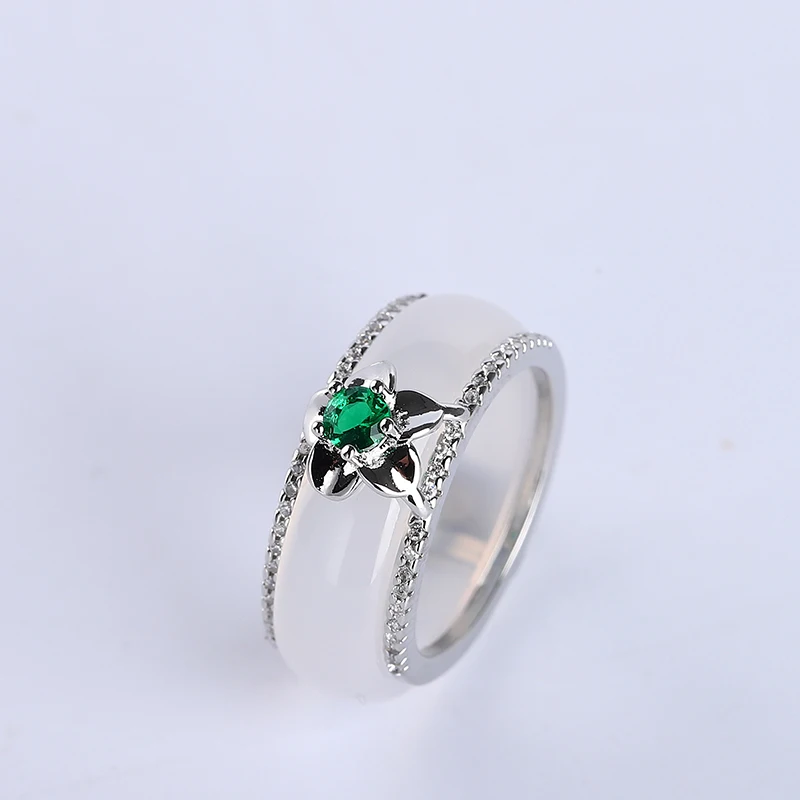 

Koraba Women's 925 Sterling Silver Natural White Jade Band Ring for Women Jewelry Wedding Bands Classic