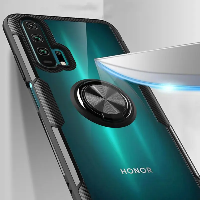 Чехол для huawei honor 20, чехол для honor 20 Pro с магнитной опорой, кольцевой чехол для honor 10, 10 lite, honor play, прозрачный чехол
