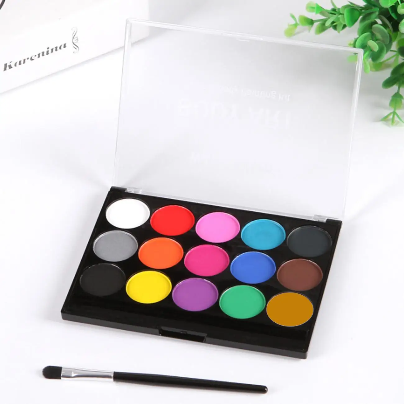 15 цветов искусственный макияж Нетоксичная безопасная акварель с кисточкой для