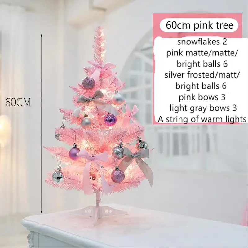 Christmas Tree 60cm Pink Home Decorations Ball Warm White String Lights Xmas Cedar New Year Party xx180 | Дом и сад