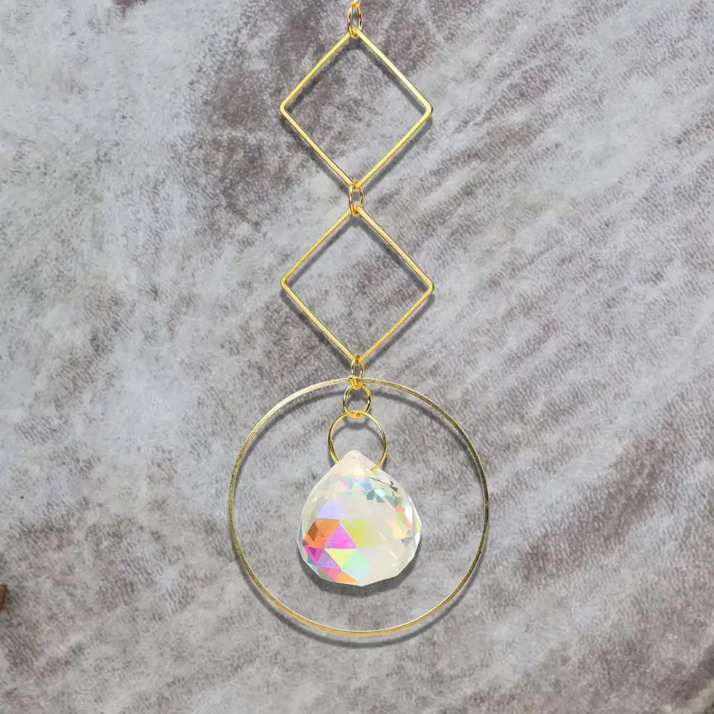 

Crystal Pendant Moonlight Ring Rainbow Prism Wind Chime decoration Home Garden Car rearview mirror hanging Windchime Ornament
