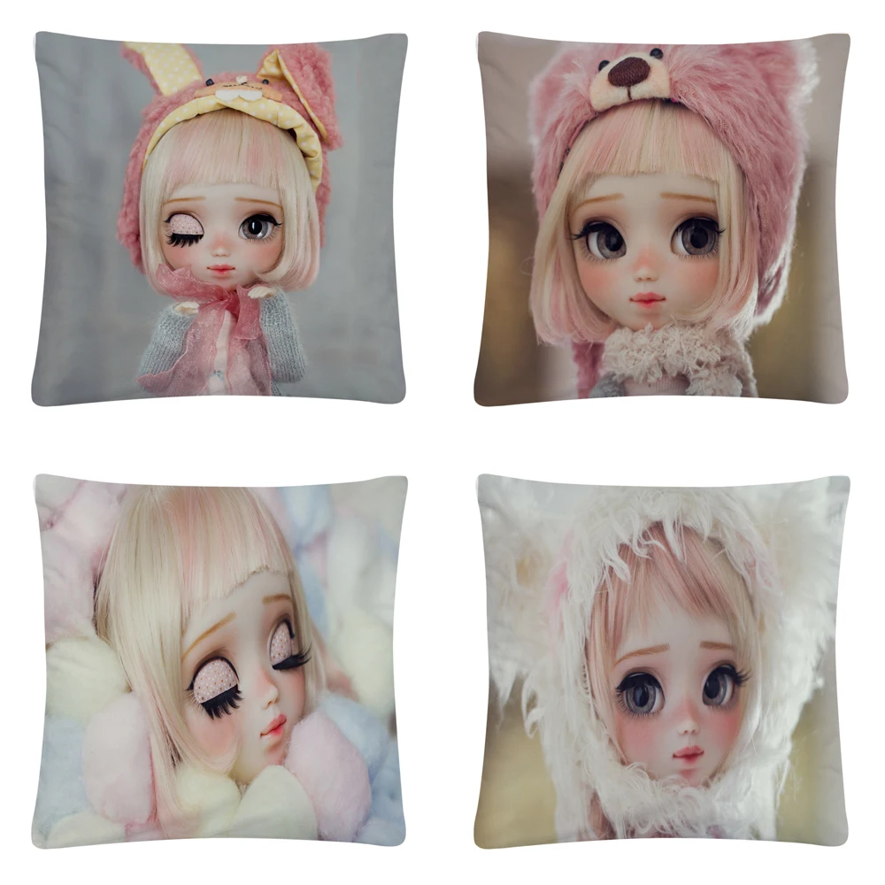 

Cute Poison Girl Dolls koala/umebosh pattern Soft Short Plush Cushion Cover Pillow Case for Home Sofa Car Decor Pillowcase45X45c