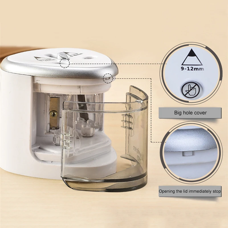 Электрическая точилка для карандашей портативная с двойным отверстием