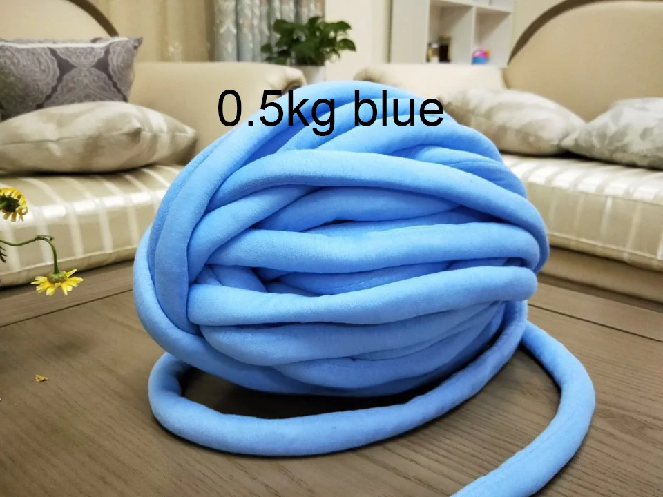 blue 0.5kg 500 г толстая супер объемная пряжа для ручная вязка крючком, мягкая большая хлопковая пряжа для рукоделия, прядильная пряжа для одеяла - Цвет: blue 0.5kg