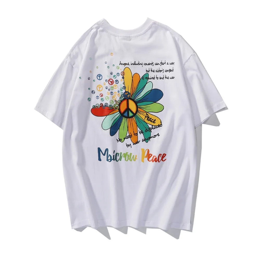 

Men T Shirt Hip Hop Harajuku Streetwear Daisy High Street Tshirt Oversize New Arrive 100% Cotton Tops Tees Male Couple T-Shirt