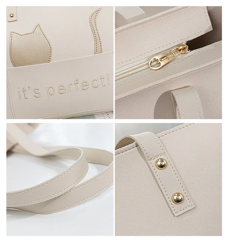 Fashion Letter Women Handbag Casual Travel Shoulder Bag High Capacity Leather Shopping Totes Bag Phone Tablet Cosmetic Organizer