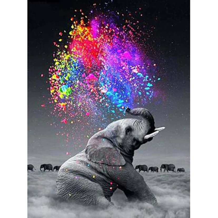 

5D DIY Diamond Painting Square/Round Diamond Animal Painting Color Elephant Picture Cross Stitch Embroidery Decoration TX158