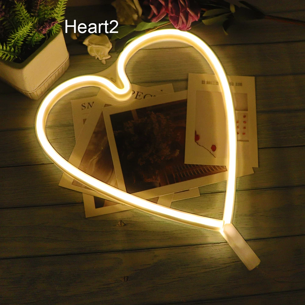 Heart2 Светодиодный Светильник-ночник с зарядкой от аккумулятора usb светодиодный неоновый светильник с надписью «LOVE HEART», украшение для свадебной вечеринки, ночная лампа на День святого Валентина, подарок - Испускаемый цвет: Heart2