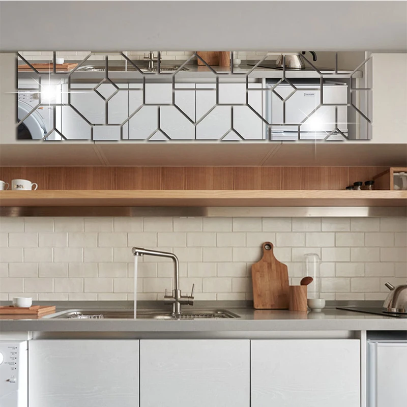 Геометрическая форма трехмерная акриловая зеркальная Настенная Наклейка для