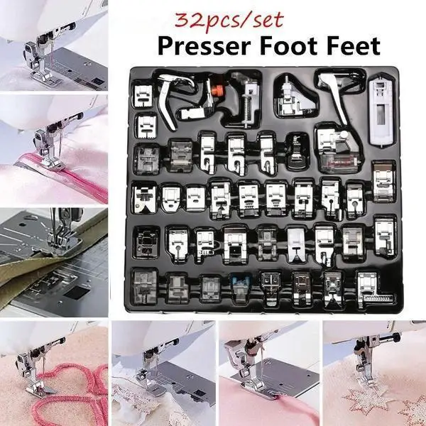 

11PCS 32PCS Sale Sewing Machine Presser Foot Press For Brother Singer Kit Braiding Blind Stitch OverLock Zipper Ruler Parts