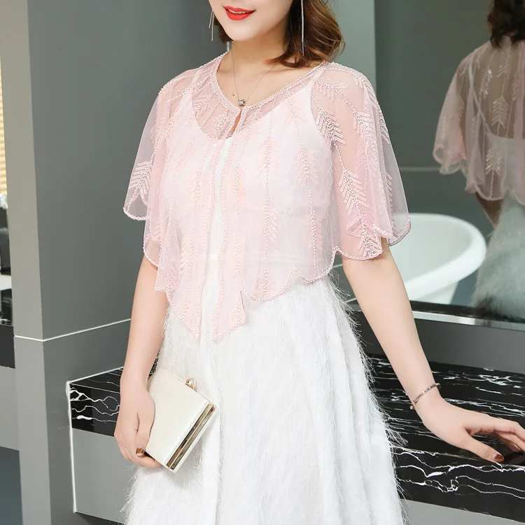 Женская Короткая шаль с блестками и рукавом летучая мышь |