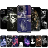 black tpu case for iphone 5 5s se 6 6s 7 8 plus x 10 silicon matte cover for iphone xr xs 11 pro max case cat dog tiger bear