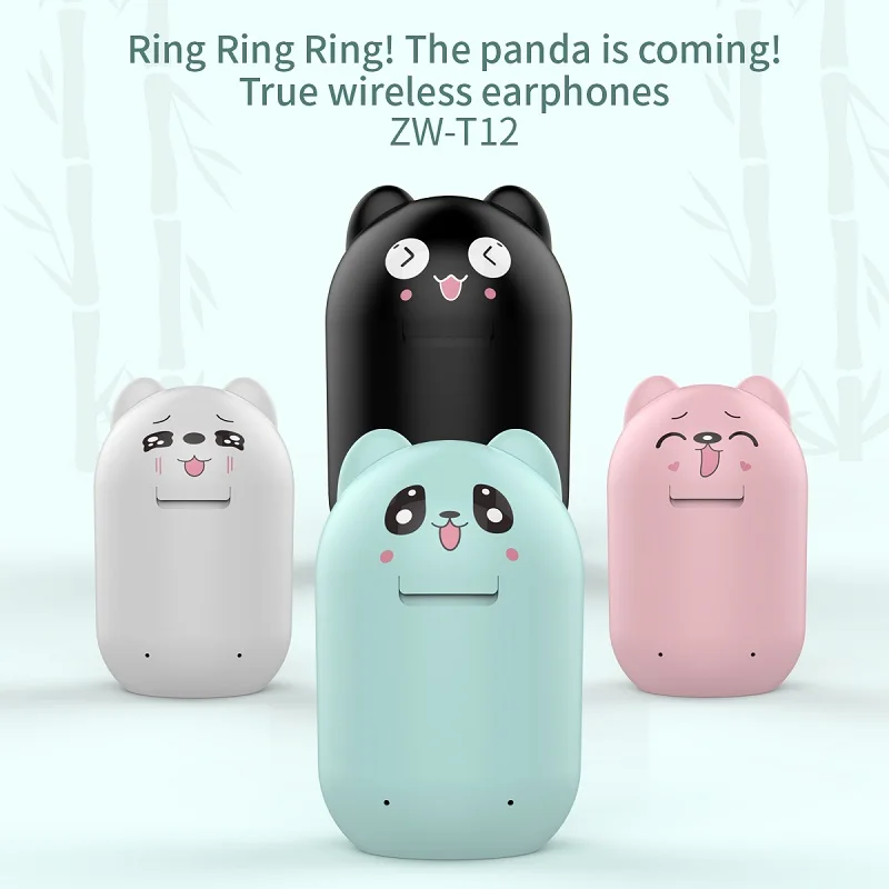 T12 Креативный дизайн Panda беспроводные Bluetooth наушники настоящие 3D стерео Авто