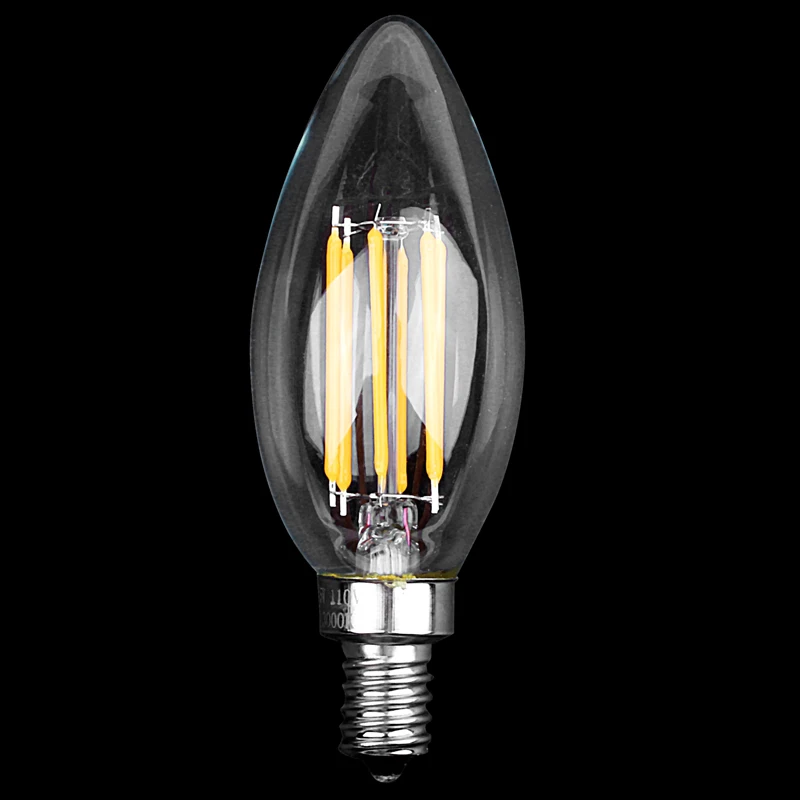 

Dimmable E12 6W COB Candle Flame Filament LED Light Bulb Lamp 10*3.5cm