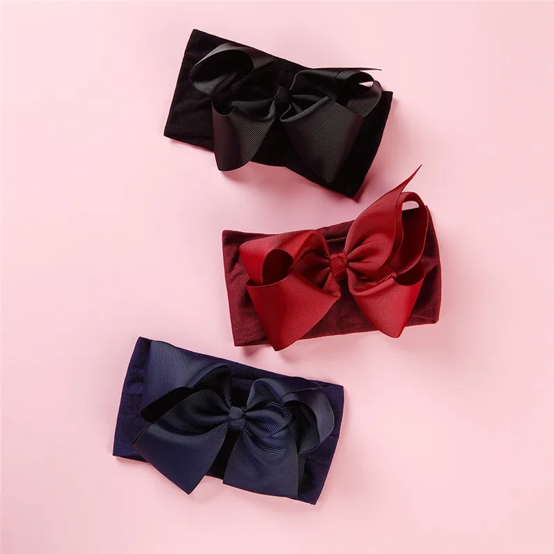 3 шт./лот широкие нейлоновые повязки на голову с бантом мягкие эластичные для