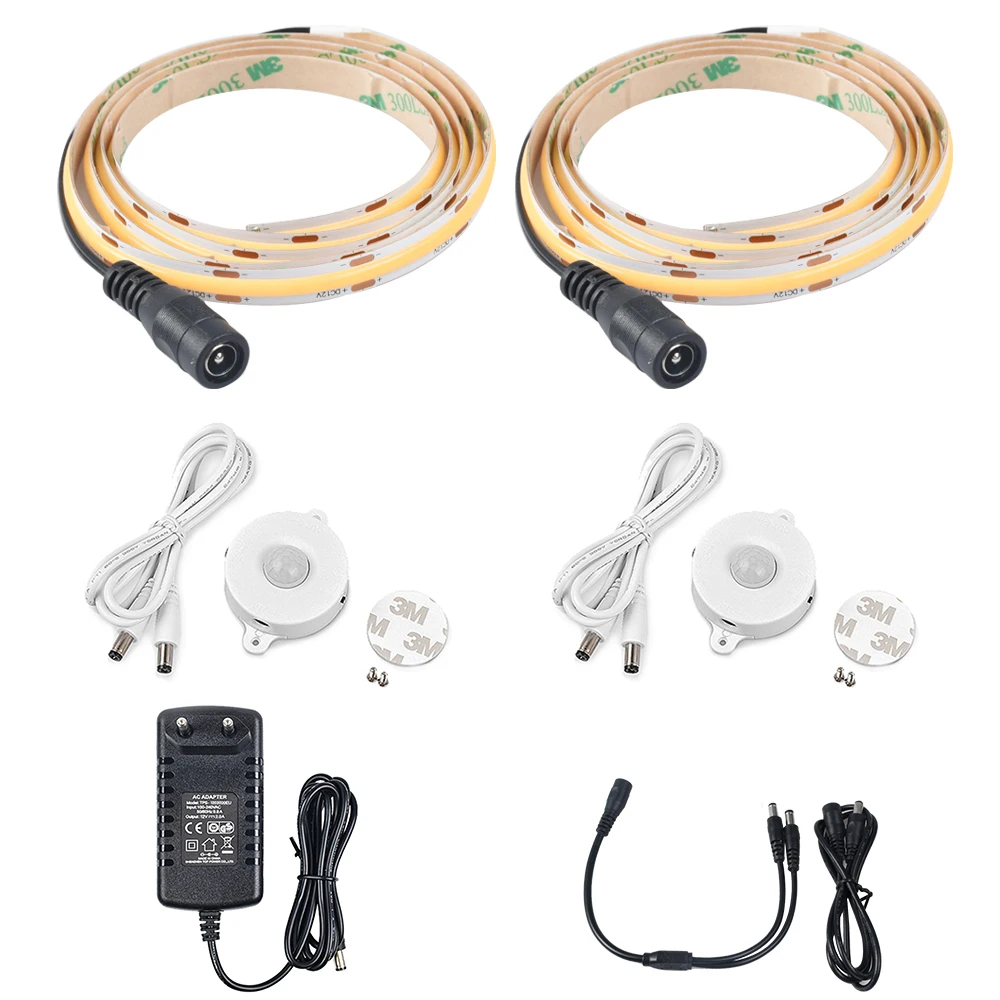 

Bedside lighting 2 sides 2pc 1 meter LED strip warm white with motion sensor