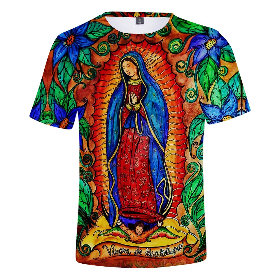 

Guadalupe Virgin Mary Catholic Men's T-shirts 3d Print Fashion T Shirt Men Summer Short Sleeve T-shirt Harajuku Tshirt Clothes