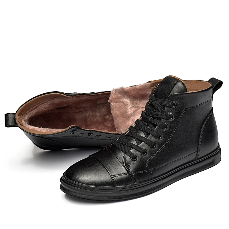 CLAXNEO мужская кожаная обувь дизайн повседневная мужские зимние ботинки плюш мех