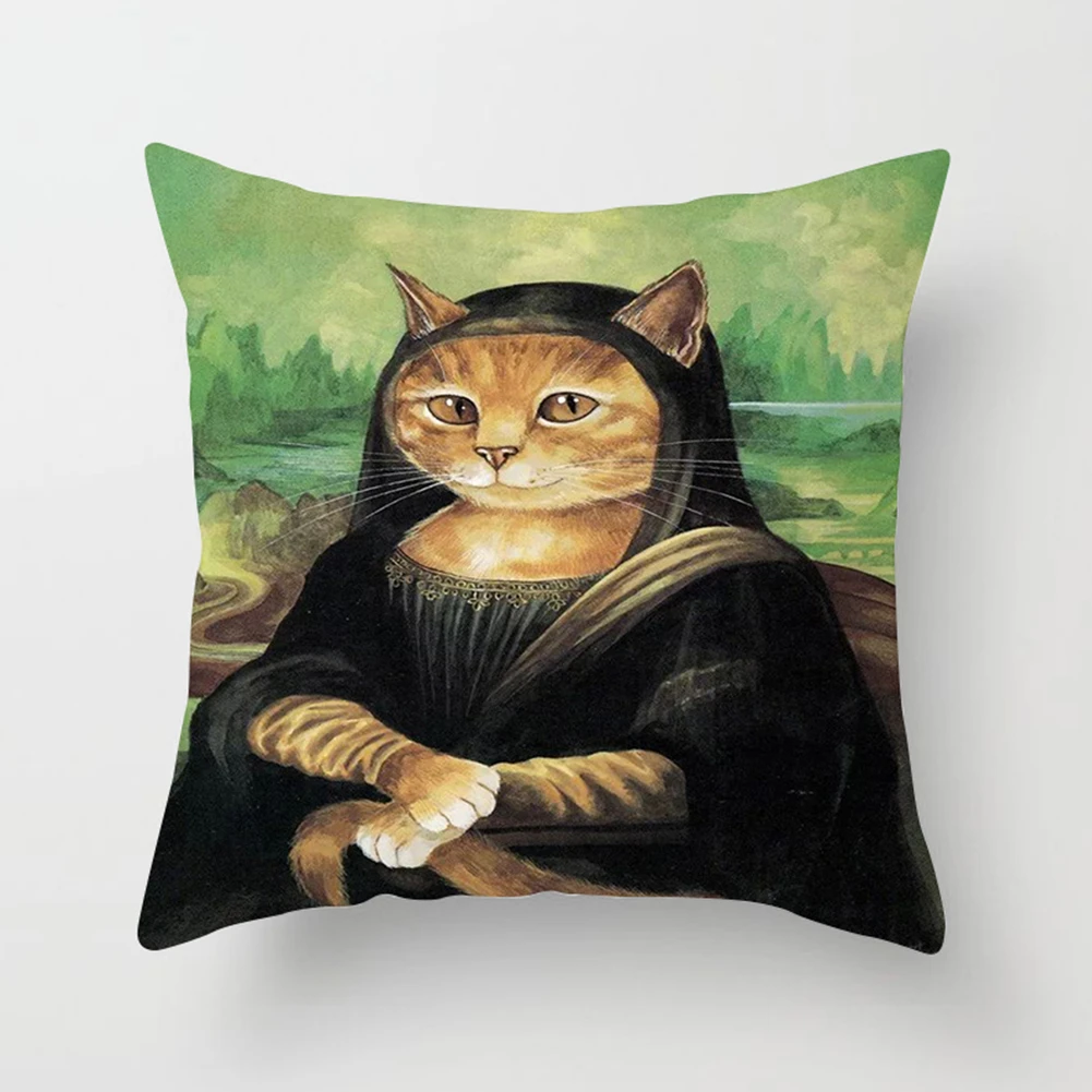 Забавный мультяшный Кот персиковая кожа наволочка Чехол 45x45 см Милый принт с