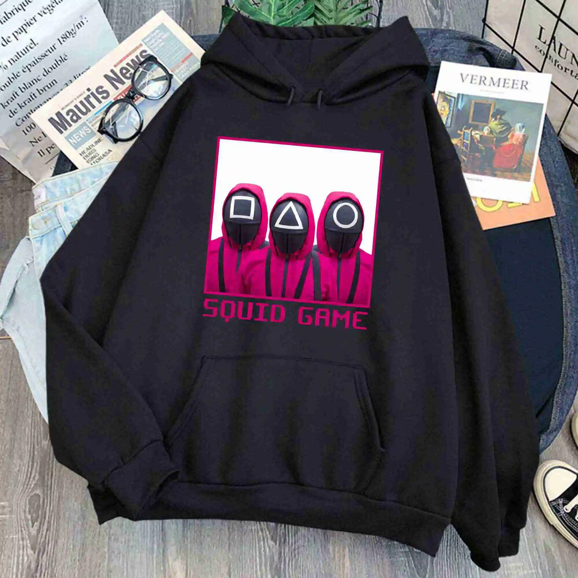 

Squid Game Anime Cool Prints Women Hoody Harajuku Vintage Hoodies Hip Hop Oversized Hoodie Korean TV Fashion Female Streetwear