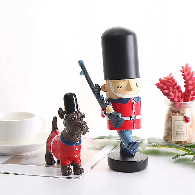 

Nordic Style Cartoon Soldiers And Dogs Sitting Room TV Ark Study Adornment Home Furnishing Decoration Resin Crafts A379