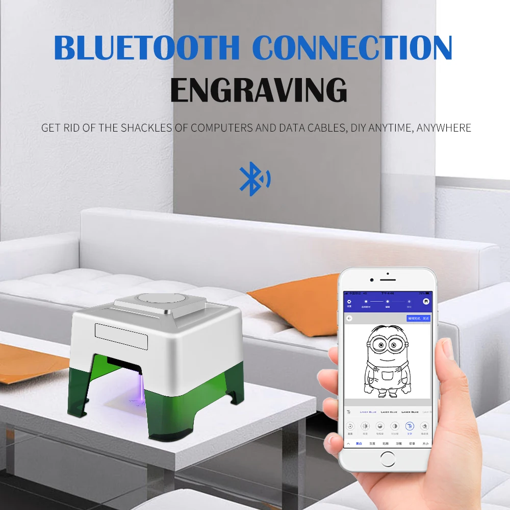 MW 3 мини лазерный гравирующий станок Bluetooth APP управление деревообрабатывающий