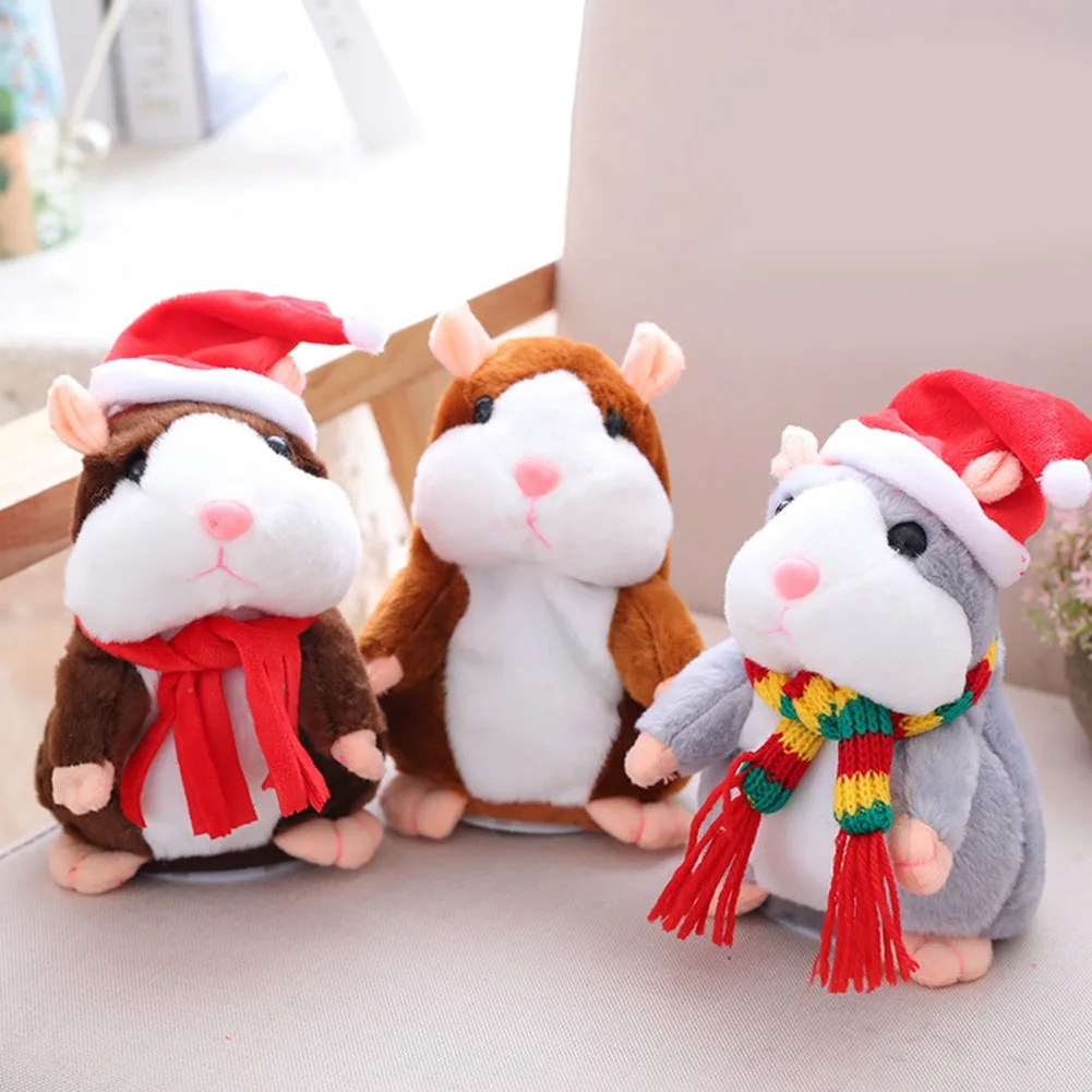 

Cartoon Santa Talking Hamster Mouse Stuffed Doll Electric Cute Animal Speak Doll Recorder Children Educational Pet Plush Toys