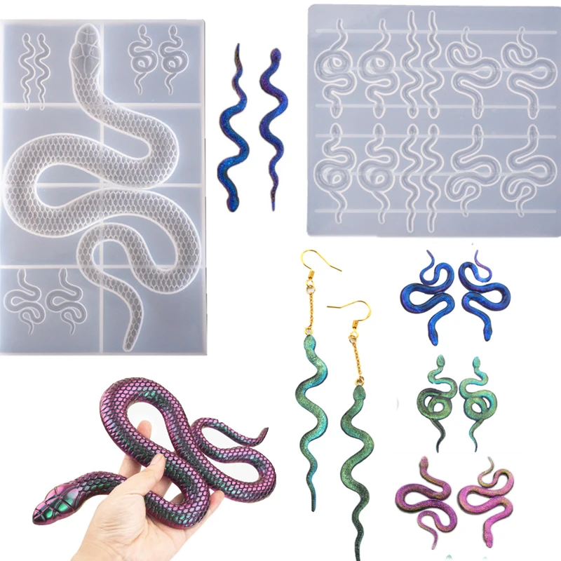 

Snake Epoxy Resin Molds Large Silicone Resin Molds for Wall Hanging Decoration Small Serpent Shape Molds for Key chain Earring
