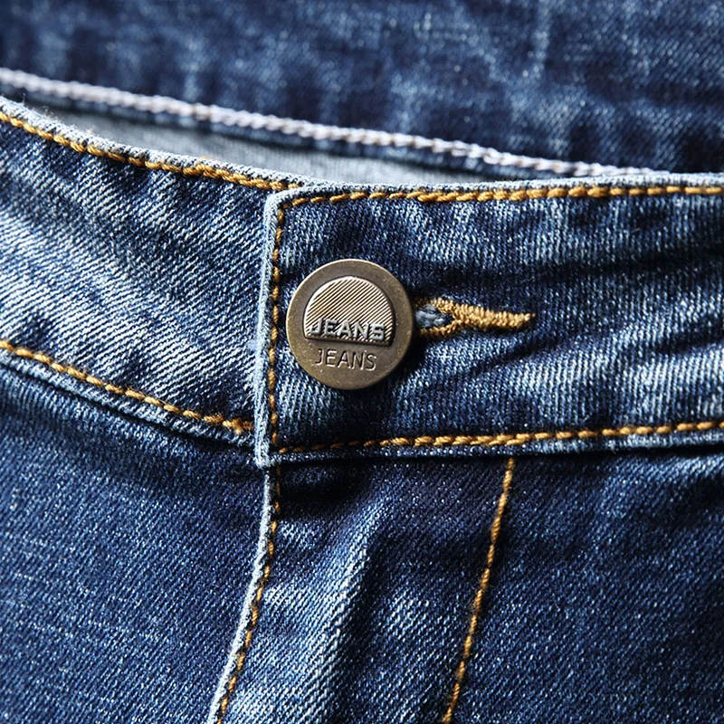 Новые мужские рваные Стрейчевые облегающие Простые повседневные джинсы Уличная