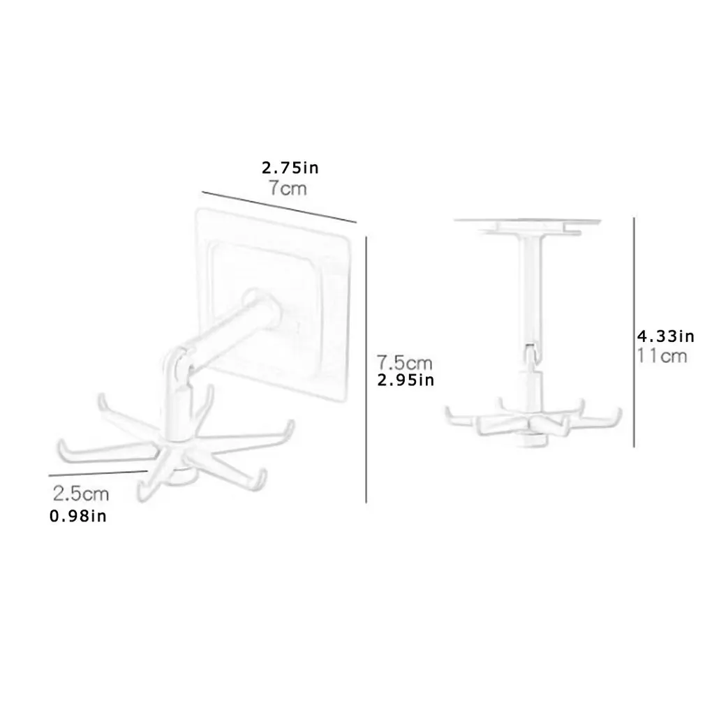 

New Black Wall Hanger Wall Durable And Practical Rotatable Hook Bathroom Rack Punch Storage Bathroom Hook for Kitchen Equipment