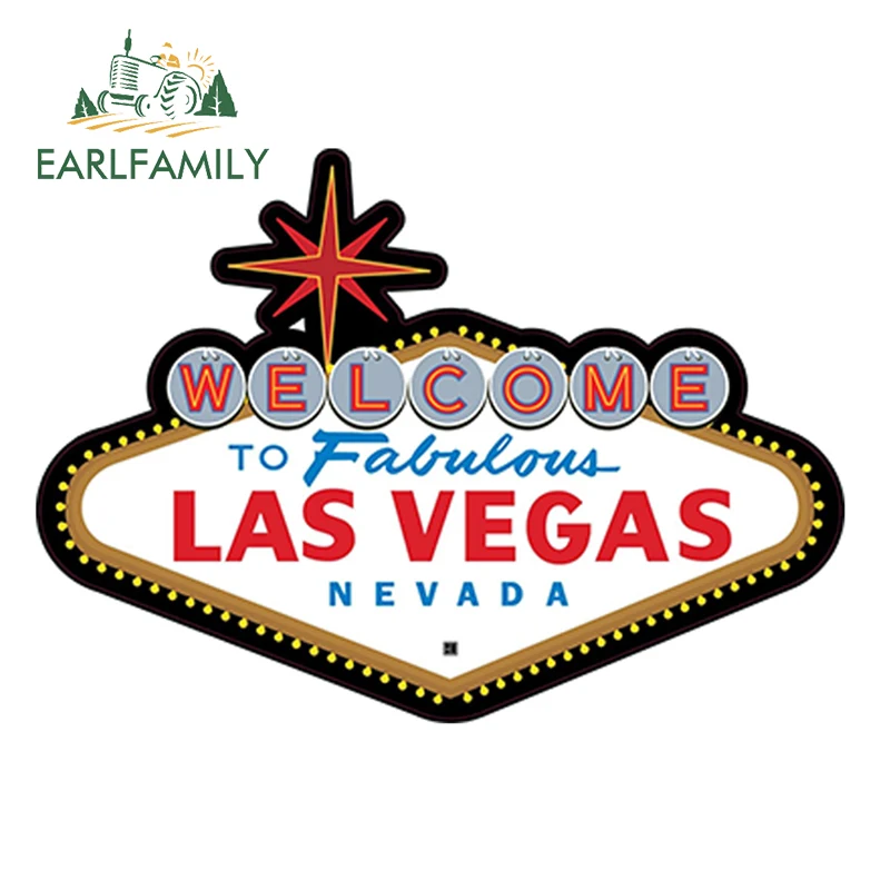 

EARLFAMILY, 13 см x 9,2 см, сказочный знак Лас-Вегаса, высекающая наклейка, 4 дюйма, широкая наклейка, забавная Автомобильная наклейка, наклейки для автомобиля