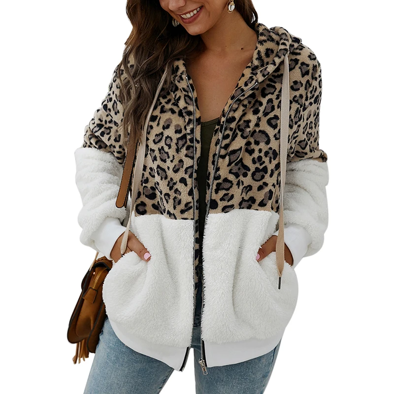 

Winter Coat Women Hoodies Fleece Sweatshirts Tops Autumn Jacket Outwear Leopard Chaquetas Mujer Pull Femme Mujer