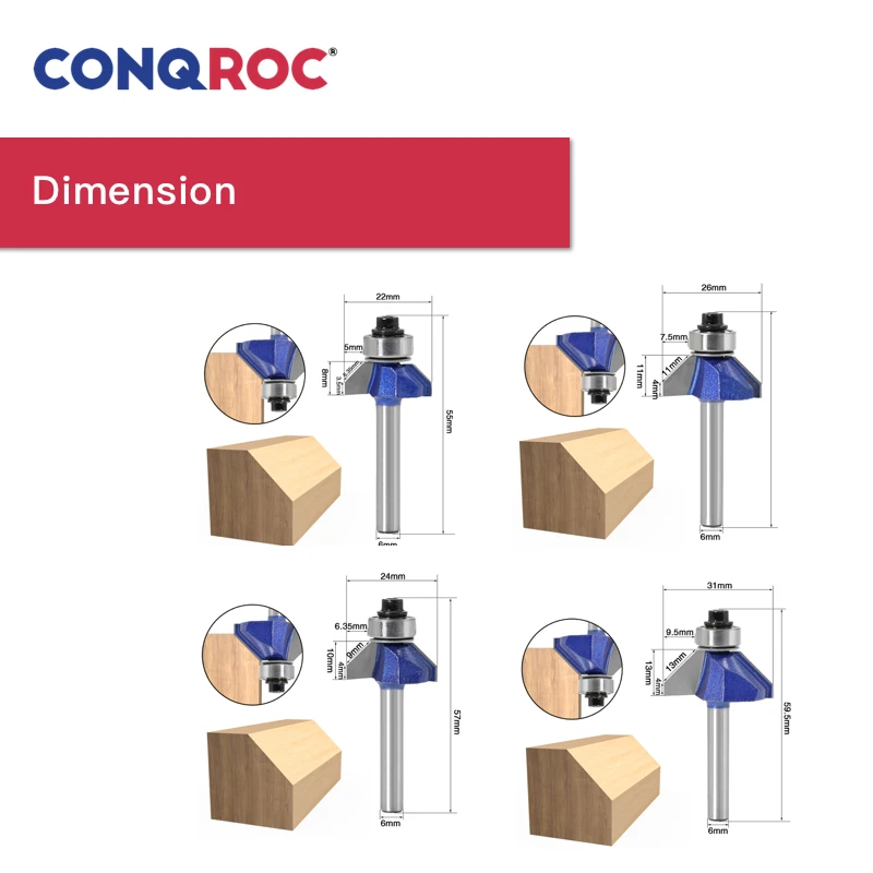 Фреза фреза YG6 с прямым хвостовиком твердосплавная для дерева 45 градусов 6