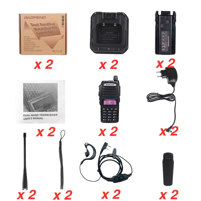 with Box 2 шт. BaoFeng UV-82 портативная рация 8 Вт Двухдиапазонная VHF UHF двухсторонняя радио двойной PTT 5 км портативная BAOFENG UV82 Любительская радиоприемная рация - Цвет: with Box