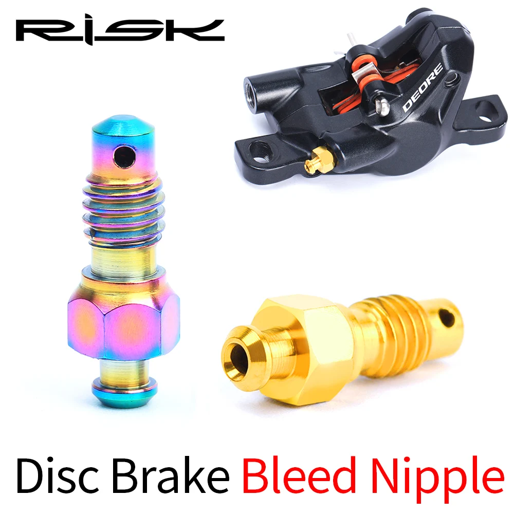 Alloy Hydraulic Disc Exhaust Muffler Screw Bicycle Brake Clip Oil Filling and Bleeding Scr  2 Color RISK Mountain Bike Titanium