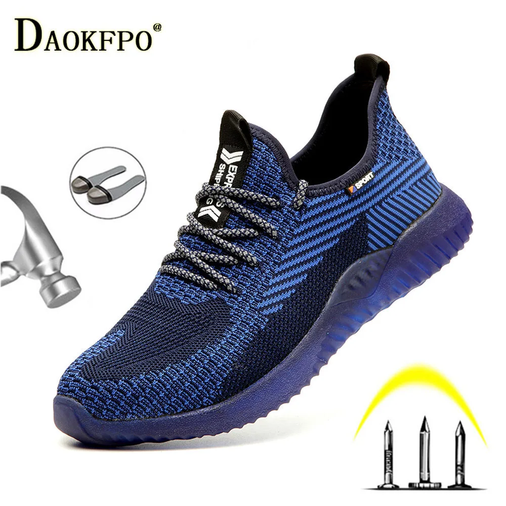 DAOKFPO Мужская Рабочая обувь со стальным носком дышащая легкая удобная для