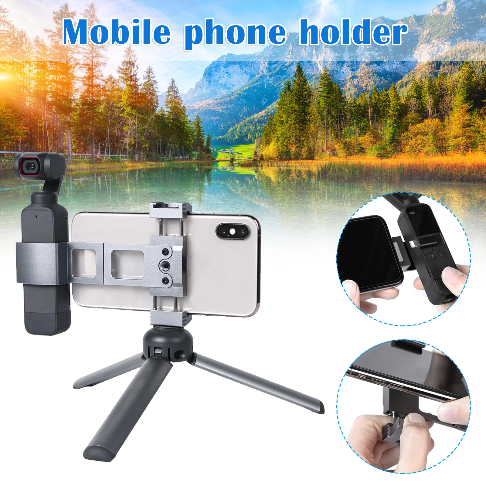 

Мини-держатель для телефона с подставкой из ЭВА, складной телескопический держатель из алюминиевого сплава с отверстием для винта 1/4