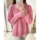 Модный розовый свитер с круглым вырезом для женщин, новинка осень-зима 2021, кашемировый свободный облегающий свитер с длинными рукавами