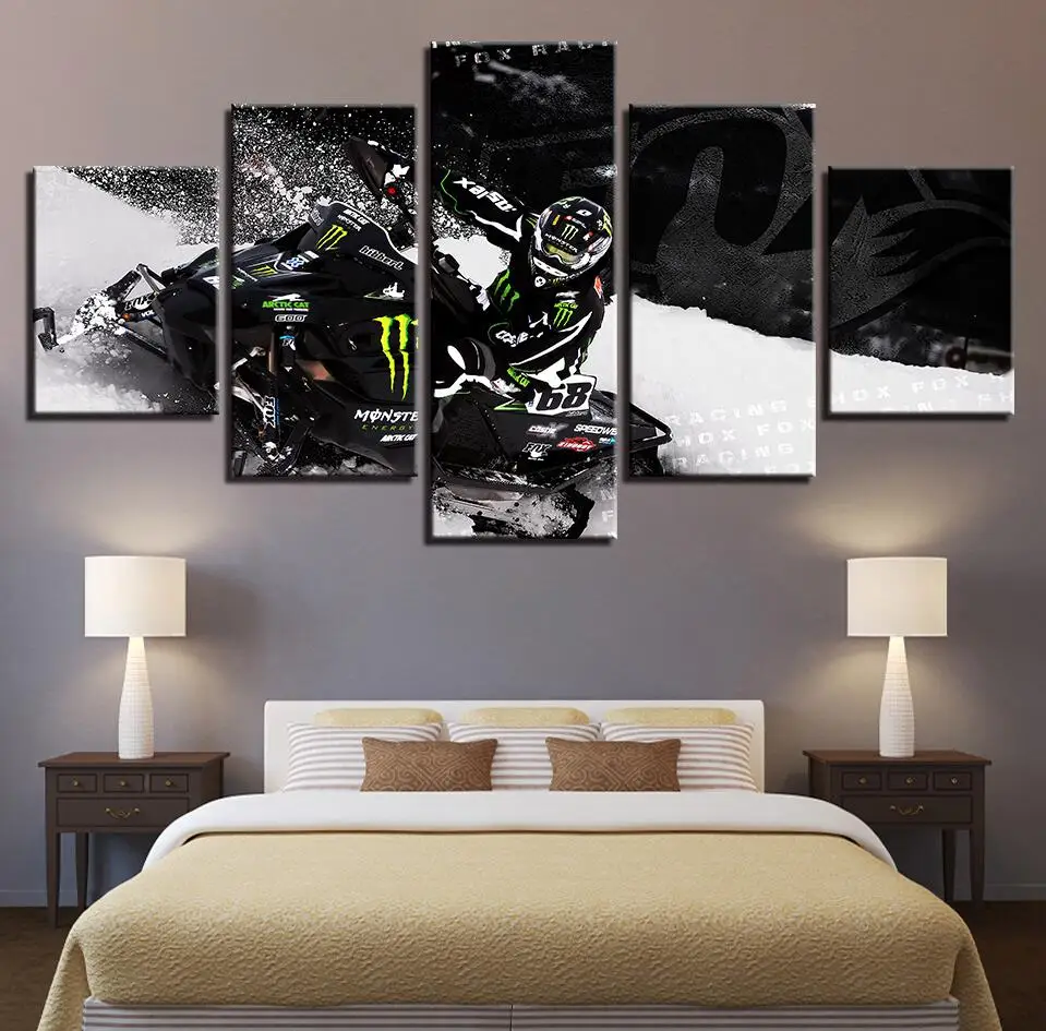 

Decoration Living Room Wall Art Framework Modern Prints 5 Pieces Cross-Country Motorcycle Painting Modular Poster Canvas Picture