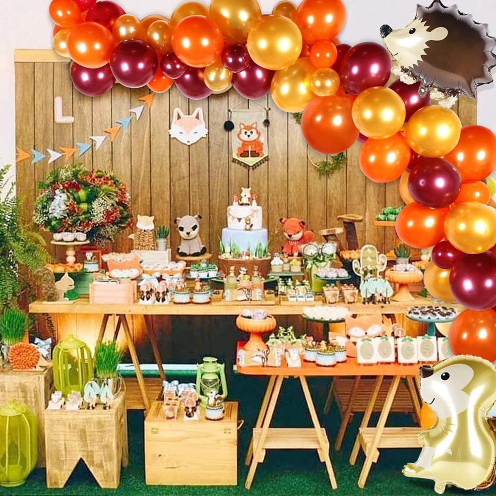 Kit de guirnalda de globos de animales, decoraci&oacute;n de fiesta de cumplea&ntilde;os, Baby Shower, erizo, ardilla, zorro, mapache-2