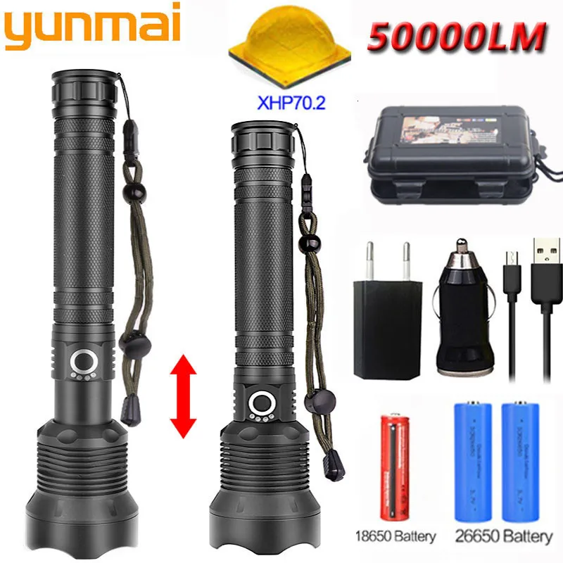 80000 люмен светодиодный фонарик светильник hp70.2 самый мощный 26650 usb xhp70 xhp50 фонарь 18650